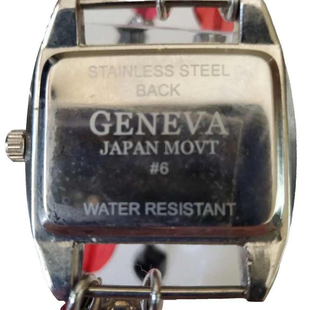 Geneva Womens Quartz Watch Double Beaded Link Bracelet Japan Movt Silver Tone